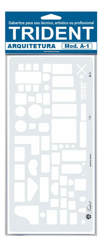 Gabarito Para Arquitetura De Móveis A-1 30x15cm Cor Azul