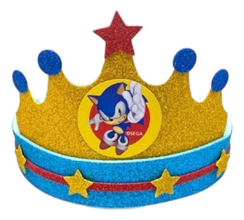 Corona Sonic Festejado Cotillón Cumpleaños Videojuegos 
