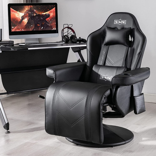 Sofa Gamer Reclinable Y Giratorio Marca Smax Color Negro