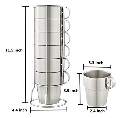 Tazas De Café Apilables De Acero Inoxidable, Tazas De Té Ais