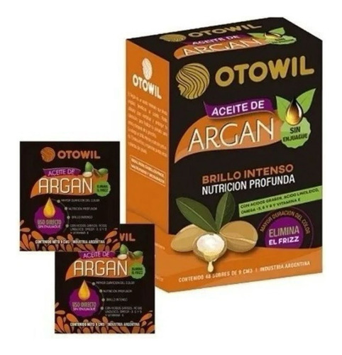 Aceite Argan Puro Otowil Nutricion Brillo Caja X 48 Sobres