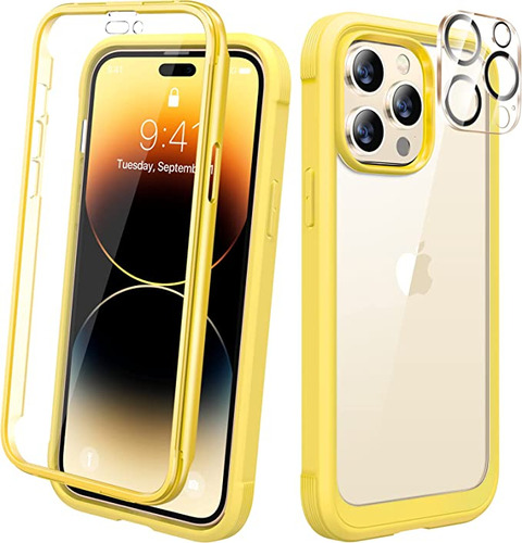 Funda 360 + Protect Camara iPhone 14 Pro 6.1 Amarillo