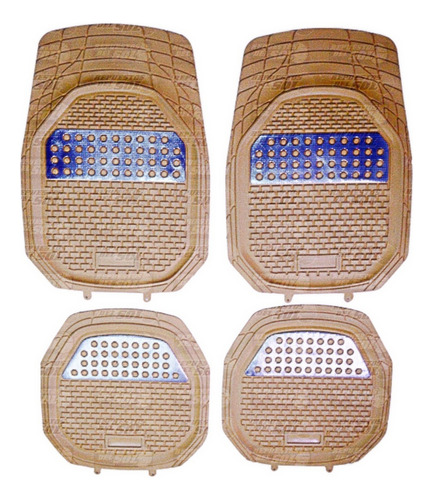 Cubre Piso Deportivo Liso Beige/carbono Set 4pcs