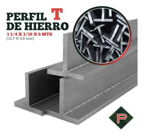 Perfil T Hierro T | 1 1/4 X 3/16 (31.7 X 4.8mm) 6m Perticari