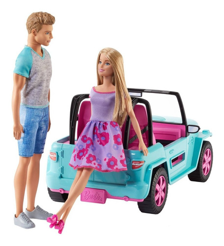 Barbie Jeep Auto Playa Set Juego Muñeca, Ken Y Accesorios