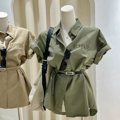 Camisas Militares Tipo Cargo, De Manga Corta, Blusa Para Muj