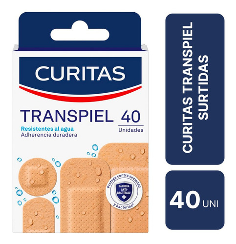 Curitas Transpiel Pack X 40 U Diferentes Medidas Resistentes Nombre del diseño TRANSPIEL