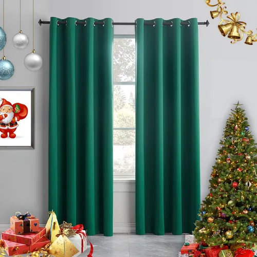 Toava Deco Cortinas Navideñas, Cortinas Verdes De 84 De 2 La