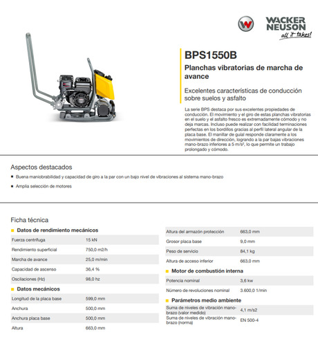 Compactadora Placa Vibratoria Wacker Bps1550b 5.0 Hp