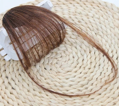 Flequillo Postizo Pelo Sintetico Natural Opaco Sutil Comodo Castaño Caramelo