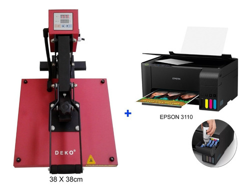 Prensa Termica Plana 220vol 38x38cm + Impressora Epson L3110