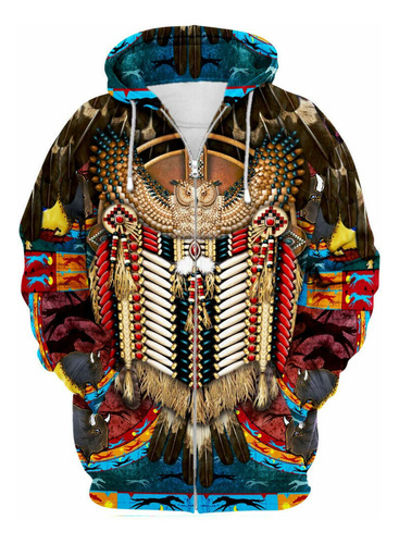 Chaqueta Con Capucha Y Cremallera De Indios Nativos American