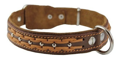 Cuero Auténtico Collar Trenzado Perro Tachonado, Brown 1.25 