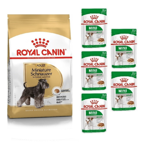 Kit Ração Schnauzer Adult 2,5kg E 5 Sachês Mini Royal Canin