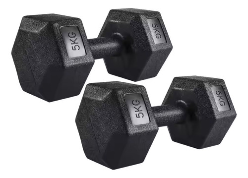 Mancuerna Hexagonal 5kg Par Set X2 Pesas Pvc 10kg Overfit