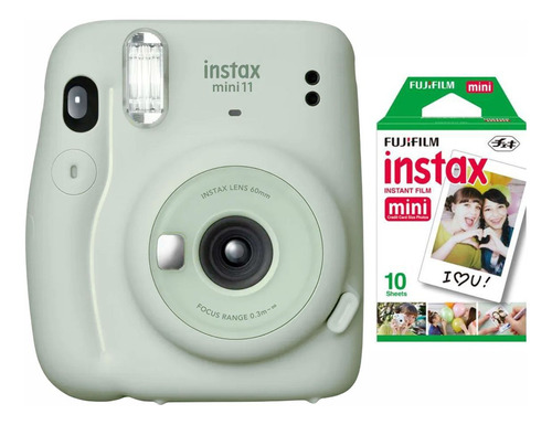 Kit Câmera Fujifilm Instax Mini 11 Verde + Filme De 10 Poses Cor Mini 11 verde com 10 fotos