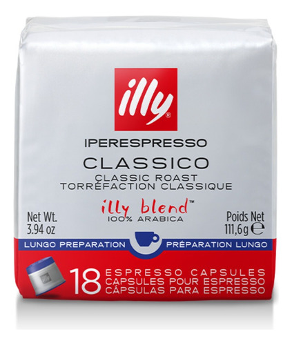 18 Cápsulas Illy Iperespresso, Café Illy Blend, Lungo