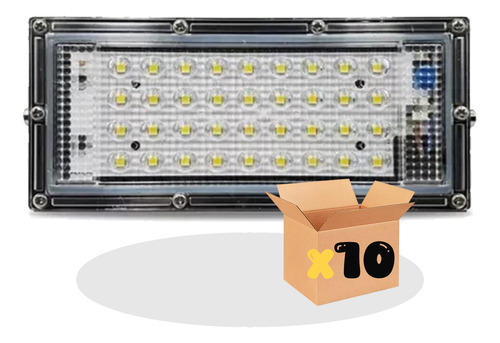 Pack De 10 Reflectores Led 20 Watts Luz Blanca Fría 1800lm Protección Ip66 De Aluminio Disipación De Calor Ideal Para Exteriores