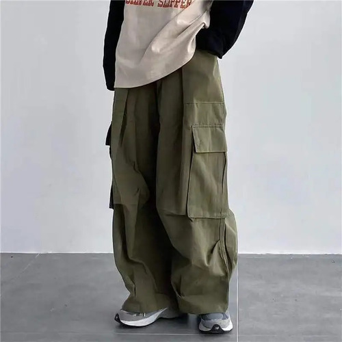 Paracaídas Coreano Cargo Harajuku Streetwear Y2k, Color Verd