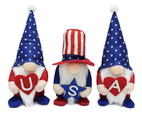 Adorno Gnomos Patrióticos Día De La Memoria Usa, 4 De Julio