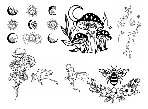 Tatuajes Temporales 6 Hojas Para Mujeres Elegantes Color Nombre Del Diseño
