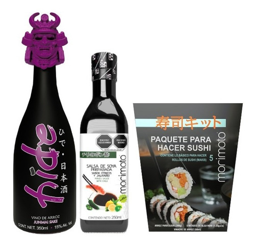 Kit Para Hacer Sushi+ponzu Jalapeño 250ml+sake Hide 350ml