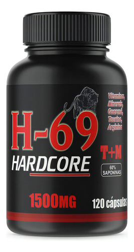 H-69 Hardcore T+ M 1500mg Vitaminas Minerais 120 Cápsulas