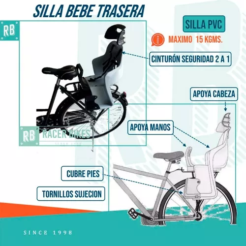 Combo Silla Bebe Trasera Bicicleta + Portaequipaje