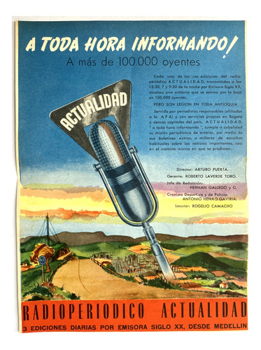 Radioperiódico Actualidad Medellín Aviso Publicitario 1951