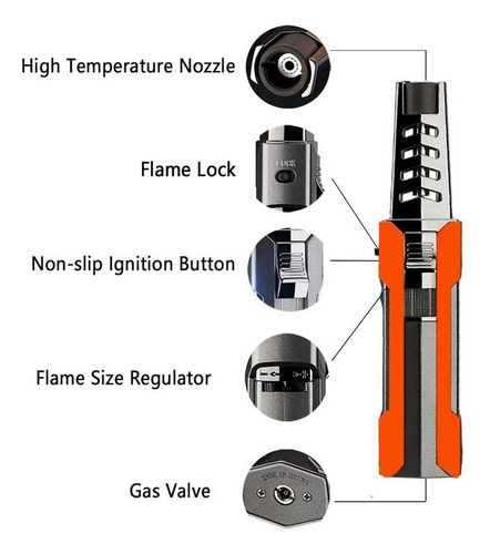 Soplete De Gas Butano Estufa, Mxlpg-004, 4 Pzas, Naranja/neg