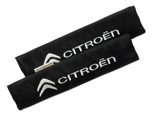 Protectores Cubre Cinturones Tela Negro Logo Citroen Bordado