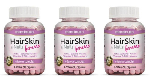 Imagem 1 de 1 de Maxinutri Hairskin Femme C/90 (kit C/03)