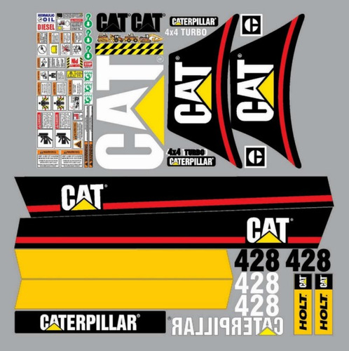 Calcomanías Caterpillar 428 Con Preventivos Originales