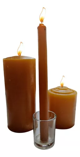 Velas de Cera de Abeja/ Vela Miel 4 Piezas