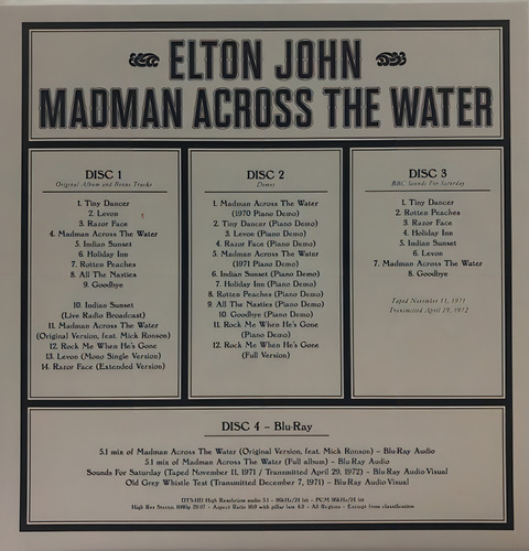Elton John Madman Across The Water 50 Aniversary 3cd Blu-ray