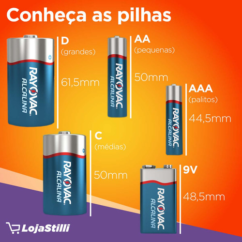 Pilha Alcalina Aaa Rayovac Bateria 3a Palito Kit 16 Unidades