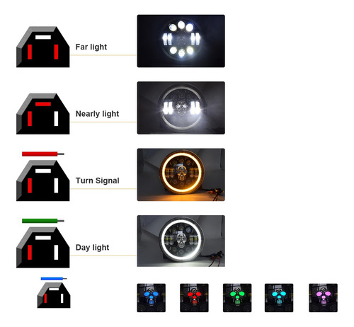 Optico Led Ojo De Angel 5 Colores + Giro H4 Universal/jeep