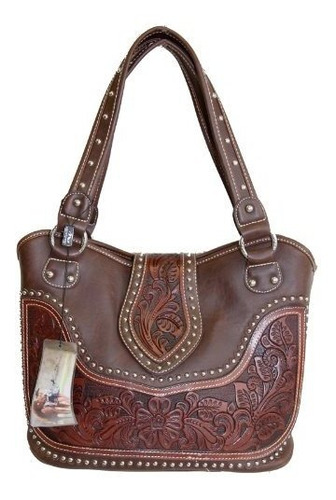 Bolso Oculto Montana West Ladies Gun Cuero Marron Trenzado M