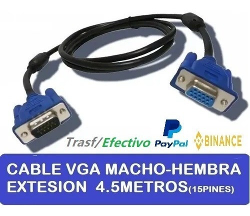 Cable Extensión Vga Hembra/macho Con Filtro 4.5mts