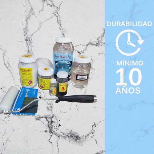 Imagen 6 de 10 de Porcelanato Líquido Marmoleado Kit Para 3 M2 Acabado White L