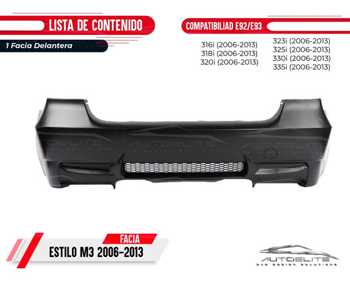 Imagen 7 de 10 de Facia Trasera Bmw Serie 3 E92 Tipo M3 325 330 335 2006-2010