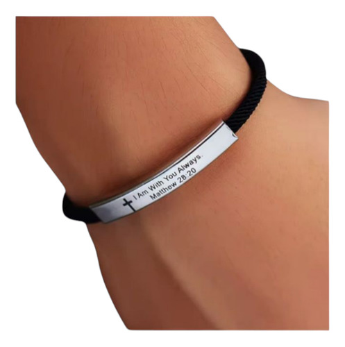Pulsera Religiosa Accesorio Matthew 28:20 Grabado Láser 