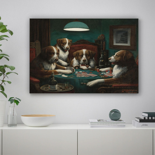 Cuadros Perros Jugando Al Poker Cassius Coolidge - 27x42