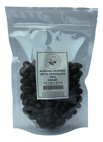 Almendra Recubierta Con Chocolate 70% Cacao Orgánico 500 Gr.