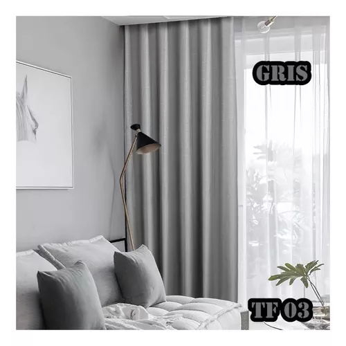 Cortinas Blackout Textil 2 Paños 140x220cm Gris Vip