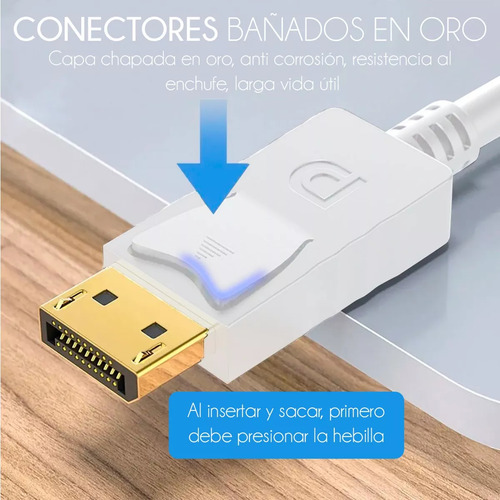 Cable Conector Convertidor Displayport Macho A Hdmi Hembra Color Blanco