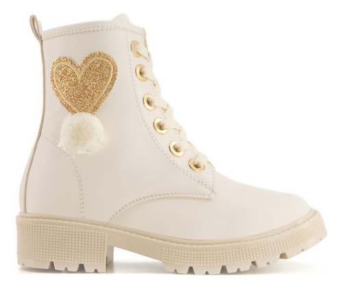Bota Moda Urban Z87508pv Niñas Flats Cordones Crema