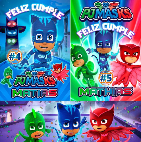 Afiches Pancartas Pj Masks Pijamas Fondos Fiestas Cumpleaños