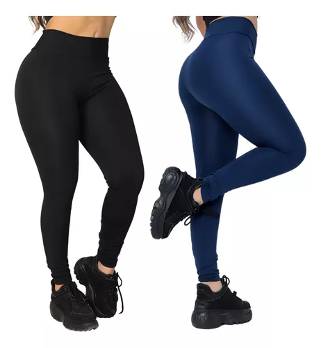 Kit 2 Calça Legging Feminina Preta Grossa Dia A Dia Atacado