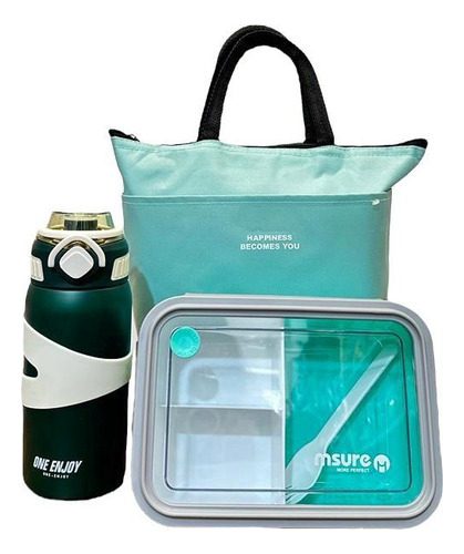 Kit Lunchera Vianda Escolar Oficina + Botella Térmica Kaw 